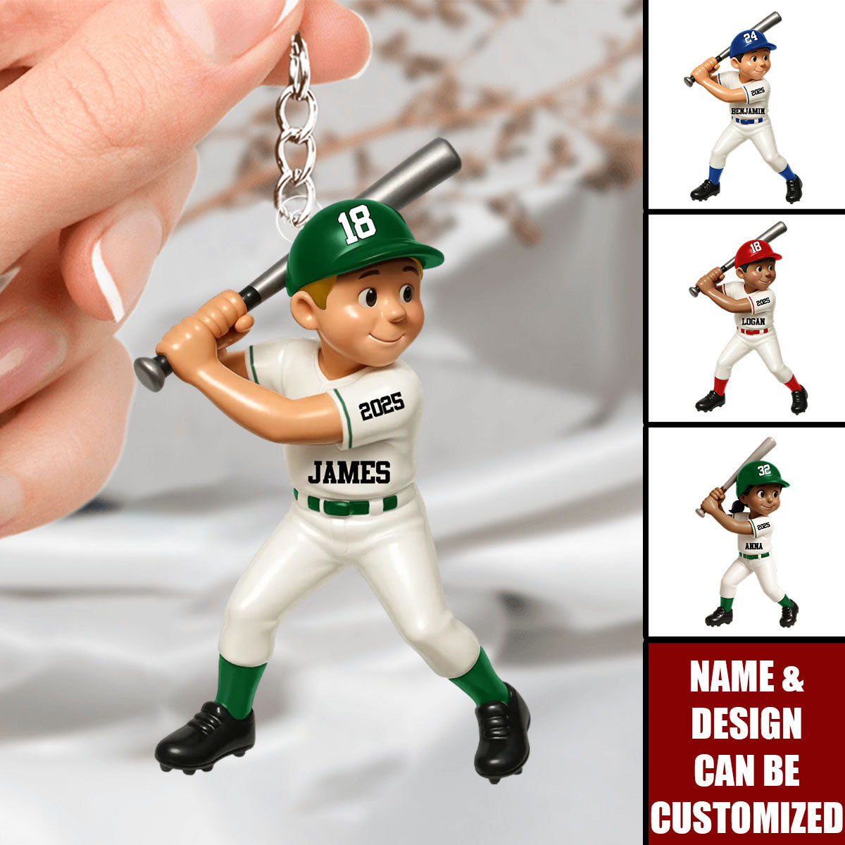 Cute Baseball Player - Personalized Acrylic Keychain