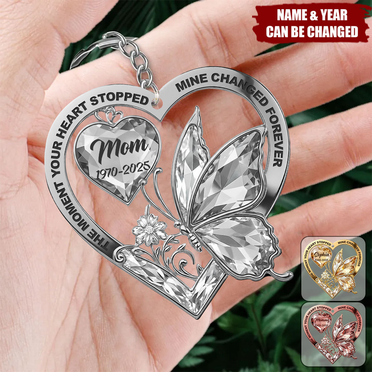 The Moment Your Heart Stopped, Mine Changed Forever, Butterfly And Heart, Acrylic Keychain