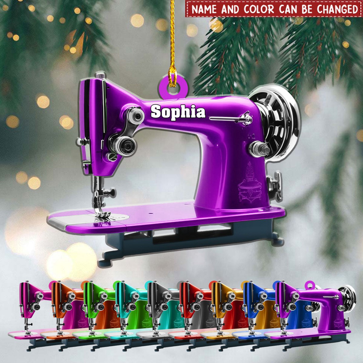 Personalized Sewing Machine Christmas Ornament, Sewing Flower Machine Ornament, Gifts for Sewing Lovers