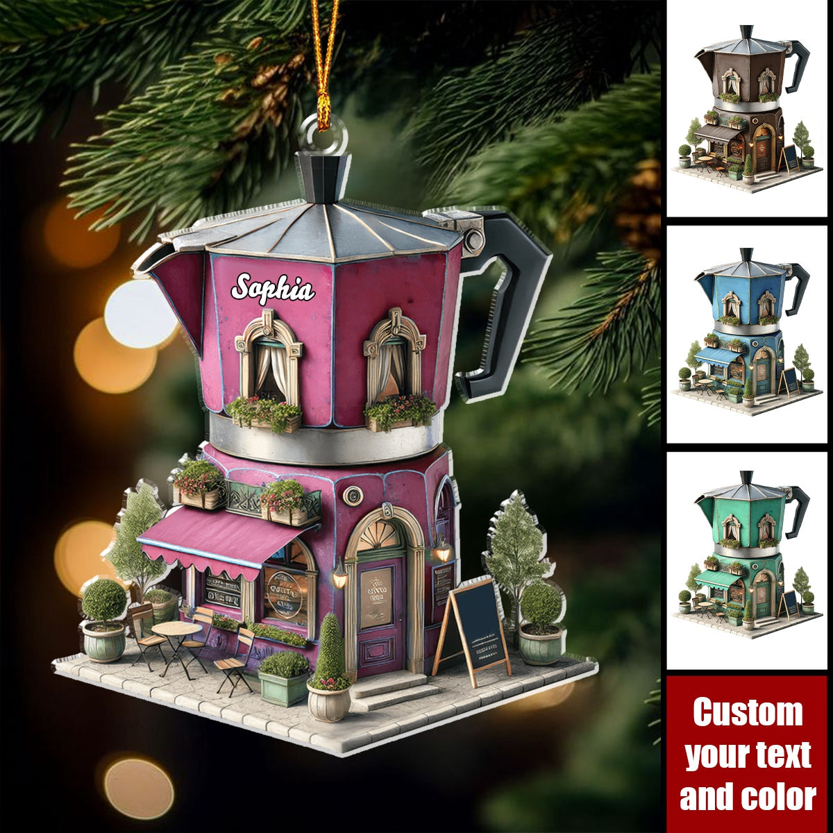 Custom Name Barista Ornament, Bartender Christmas Gift