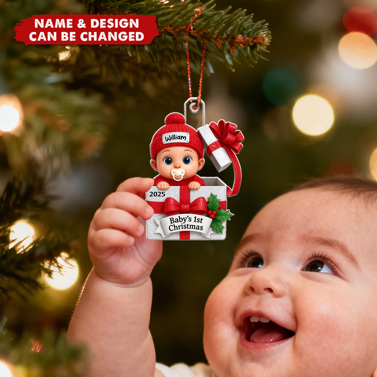 3D Shining Effect Baby's First Christmas - Personalized Acrylic Ornament