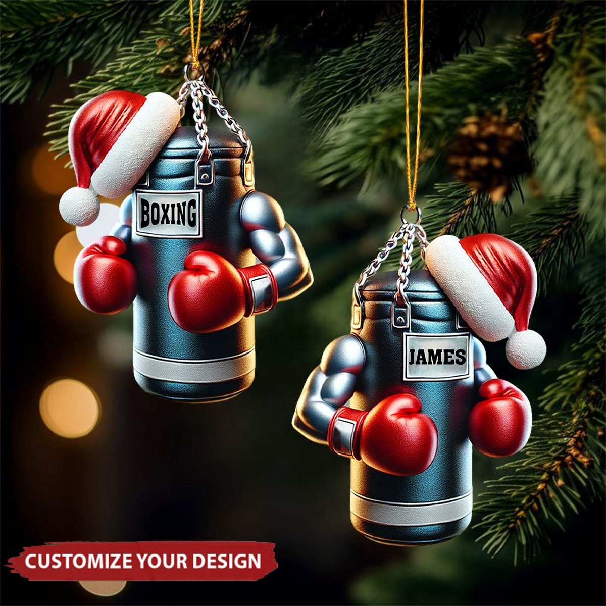 Custom Name Boxing Ornament - Personalized Acrylic Christmas Ornament