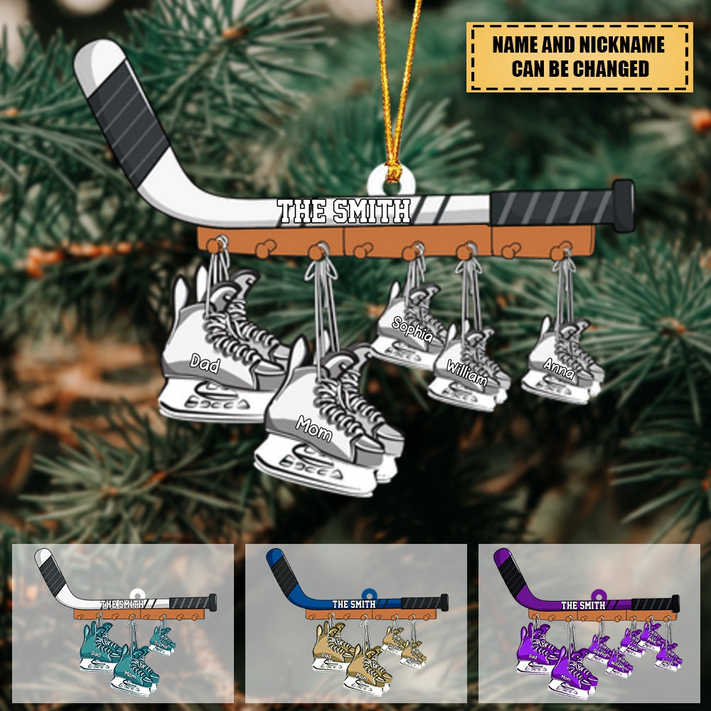 Personalized Ice Hockey Family Skates Ornament - Gift For Ice Hockey Lovers