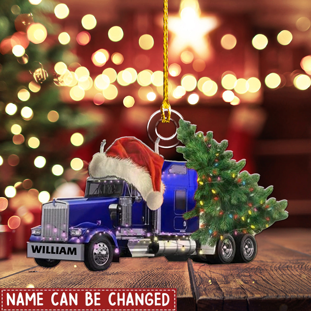 Personalized Trucker Christmas Light Ornament