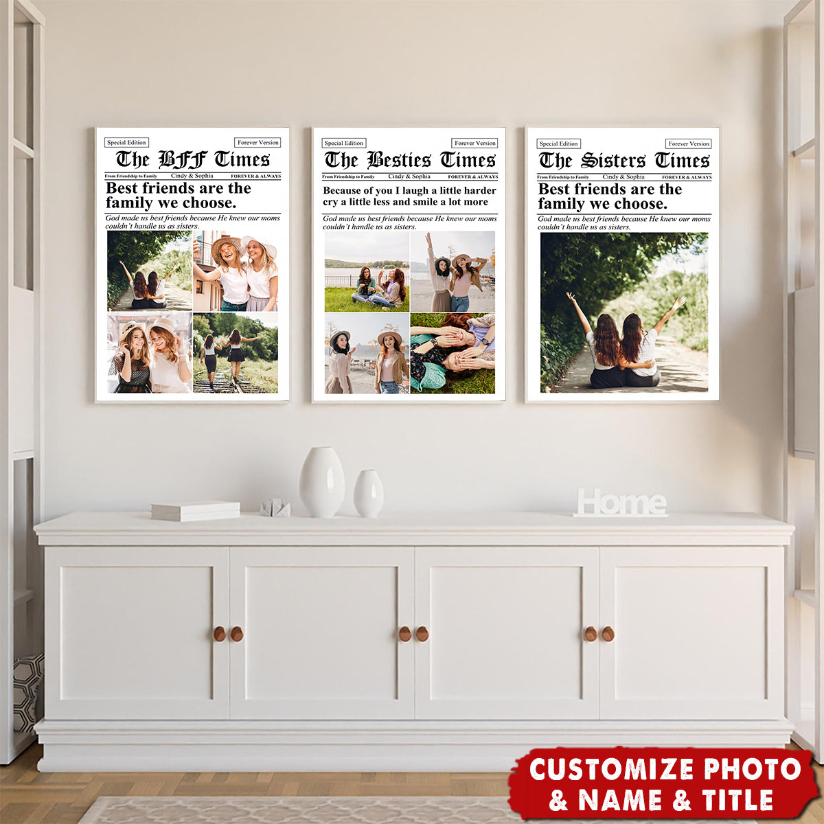 Newspaper The BFF Times - Upload Best Friend, Bestie Photo - Personalized Photo Poster