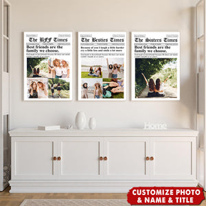 Newspaper The BFF Times - Upload Best Friend, Bestie Photo - Personalized Photo Poster