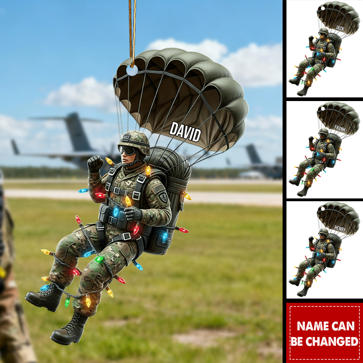 Military Parachutist - Personalized Veteran Ornament