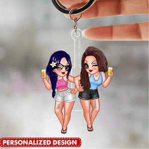 Summer Beach Girls Besties Sisters Personalized Keychain
