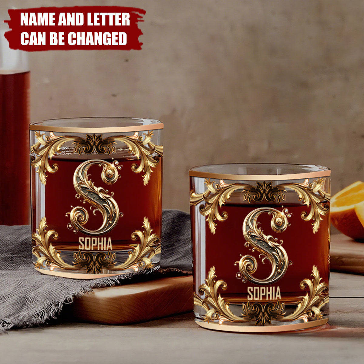 Sip Your Letter Libations - Personalized Whiskey Glass