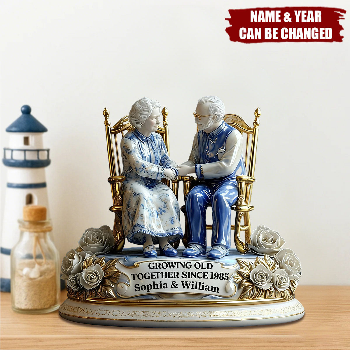 Growing Old Together - Personalized Couple Custom Shaped Acrylic Plaque