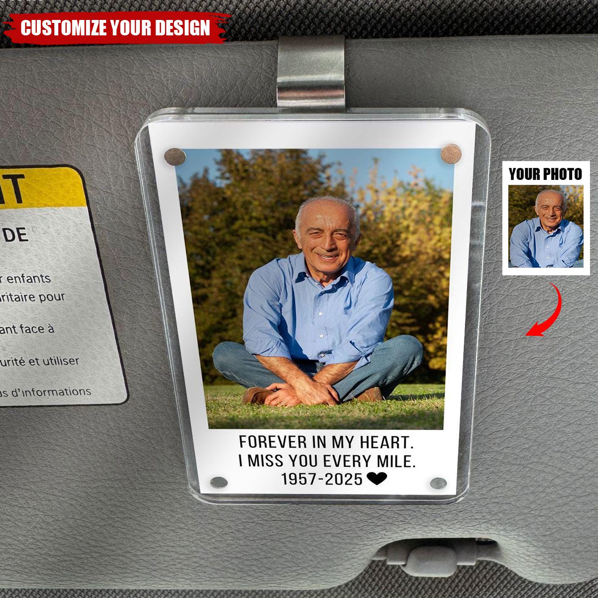 Dad Gifts Custom Photo Car Visor Clip - Personalized Father's Day Gift For Him