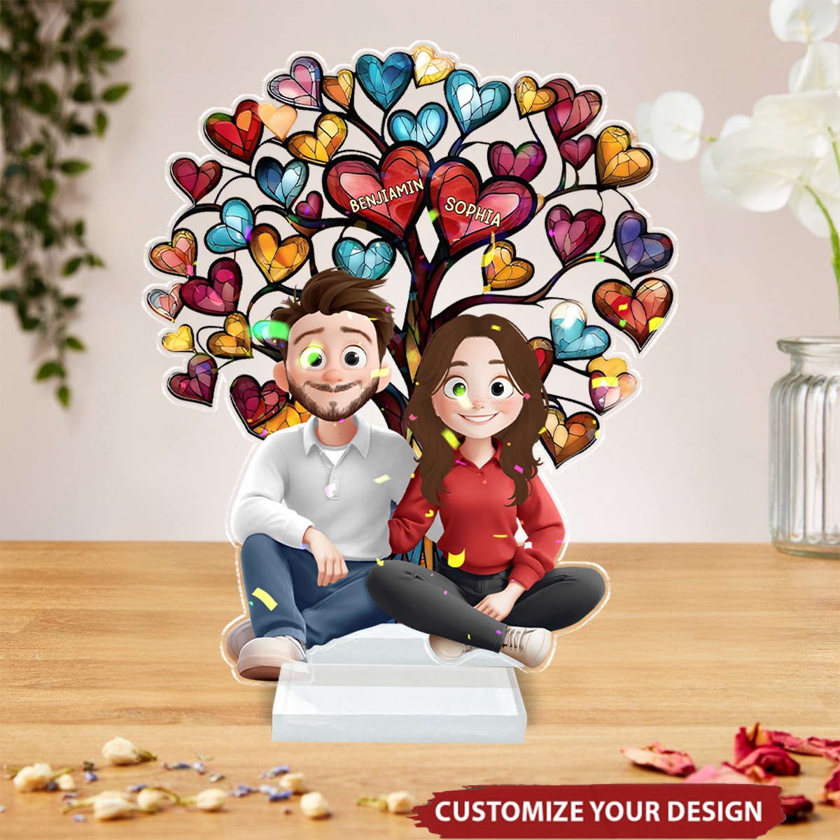 Couple Sitting Together - Personalized Holographic Acrylic Plaque