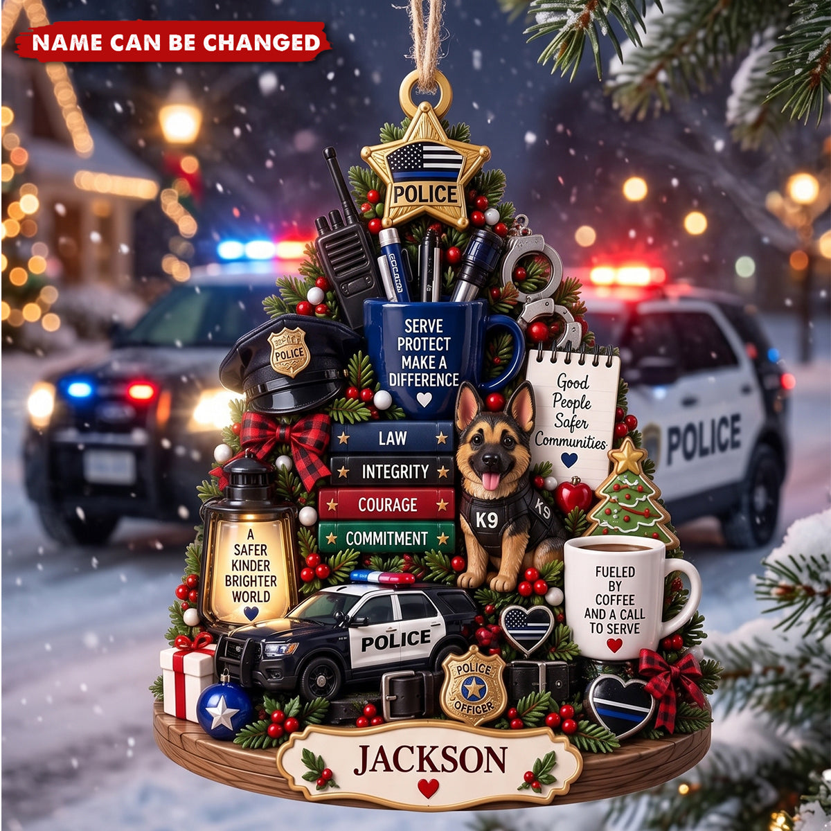 Personalized Police Christmas Ornament - Custom Officer Decor