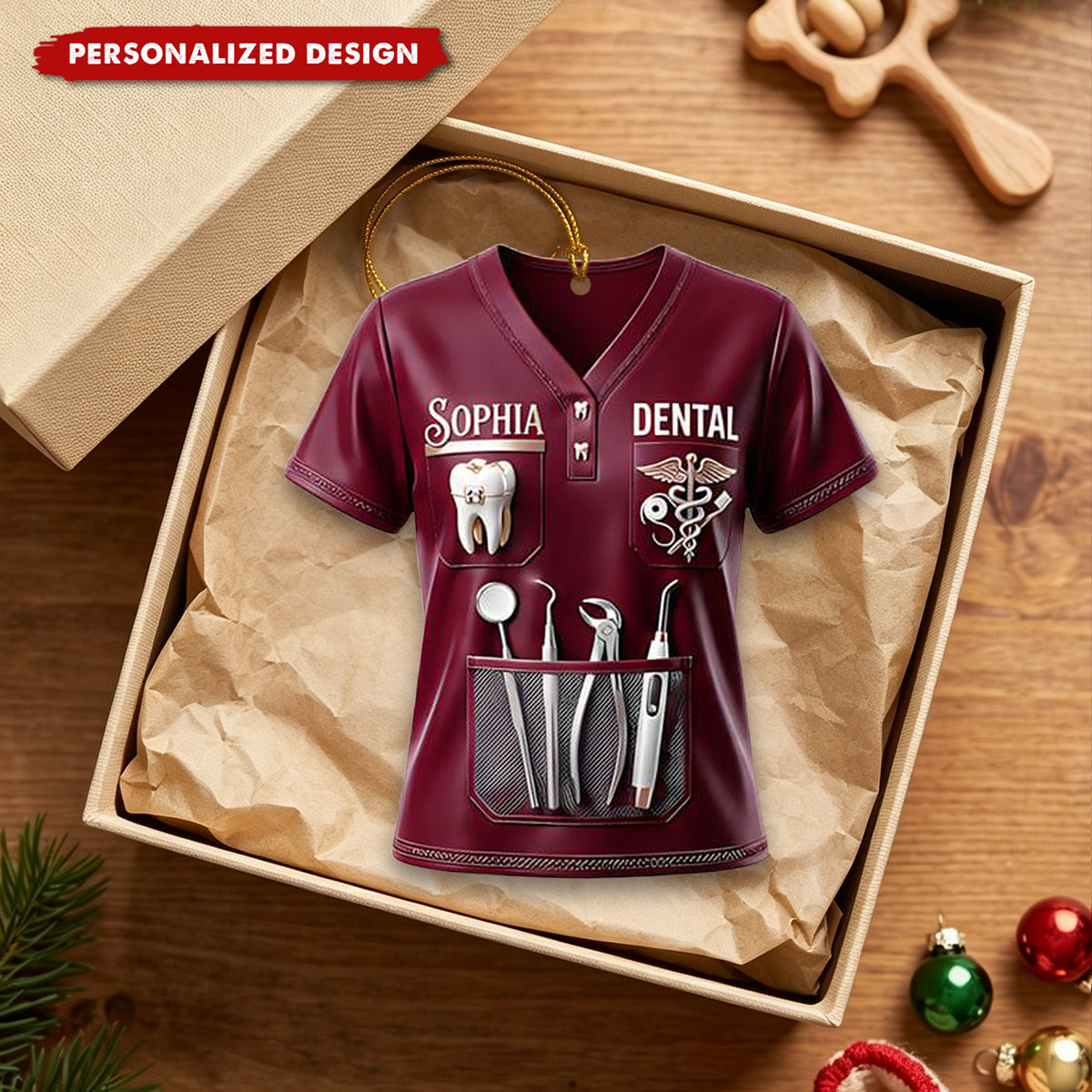 Personalized Dental Worker Christmas Ornament - Custom Name Dentist Dental Hygienist Hanging Ornament