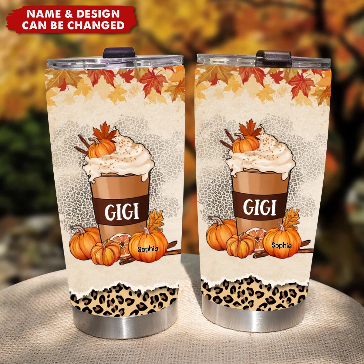 Grandma Pumpkin Spice Latte And Pumpkids Fall Season Personalized Tumbler