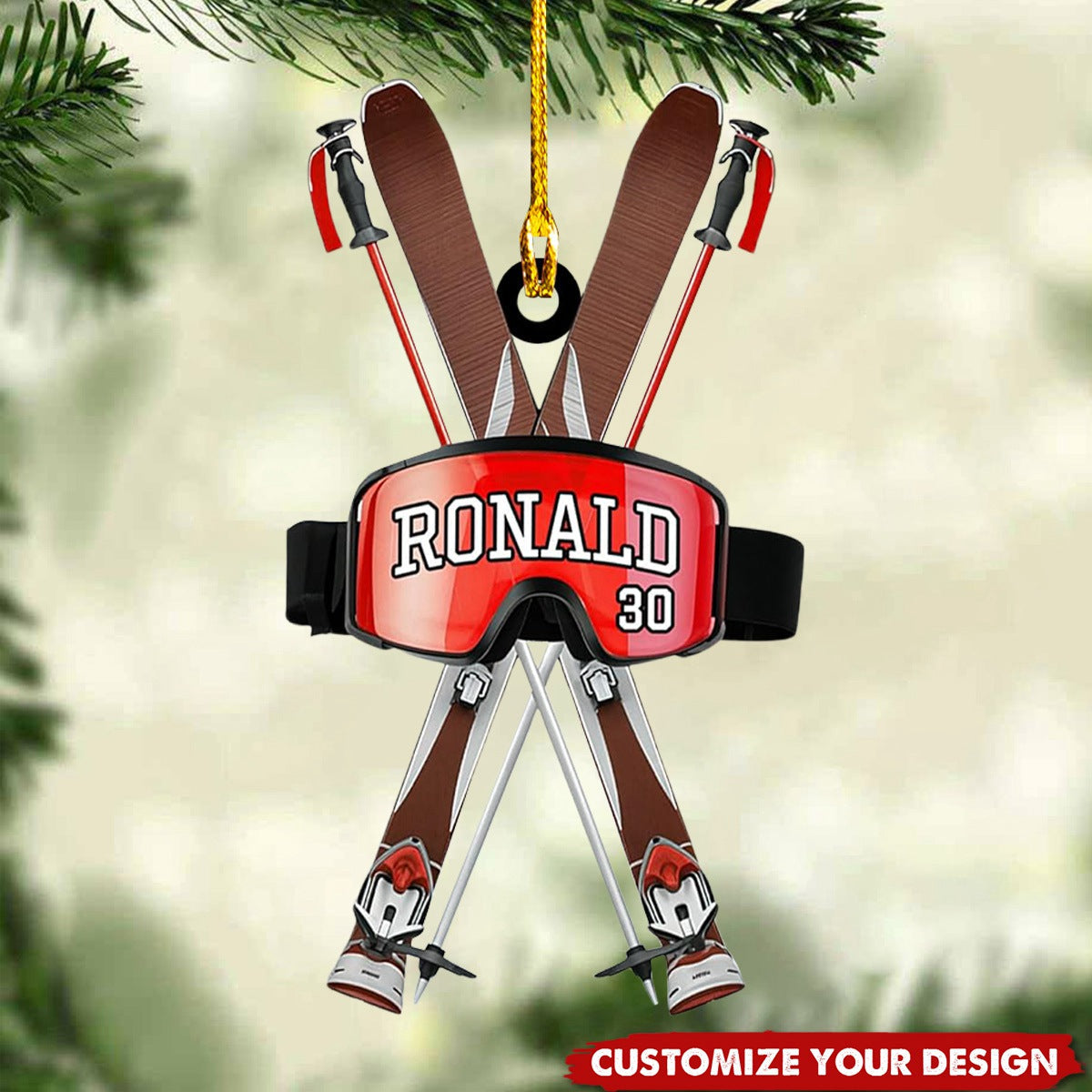 Personalized Skiing Ornament, Snowboarding Skiing Ornament, Gift For Skiing Lovers