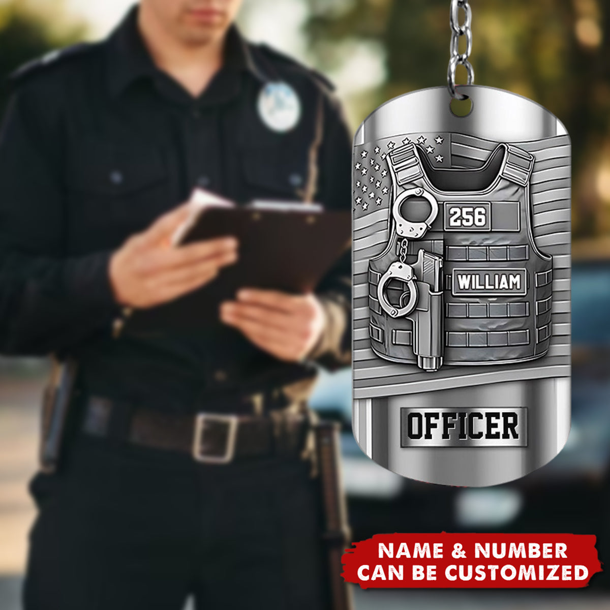 Serve And Protect - Personalized Police Officer Stainless Steel Keychain