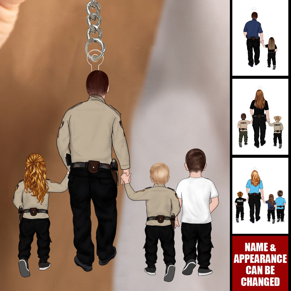 Police Officer Family - Personalized Acrylic Keychain - Gift For Mom Or Dad, Police Officer Gifts