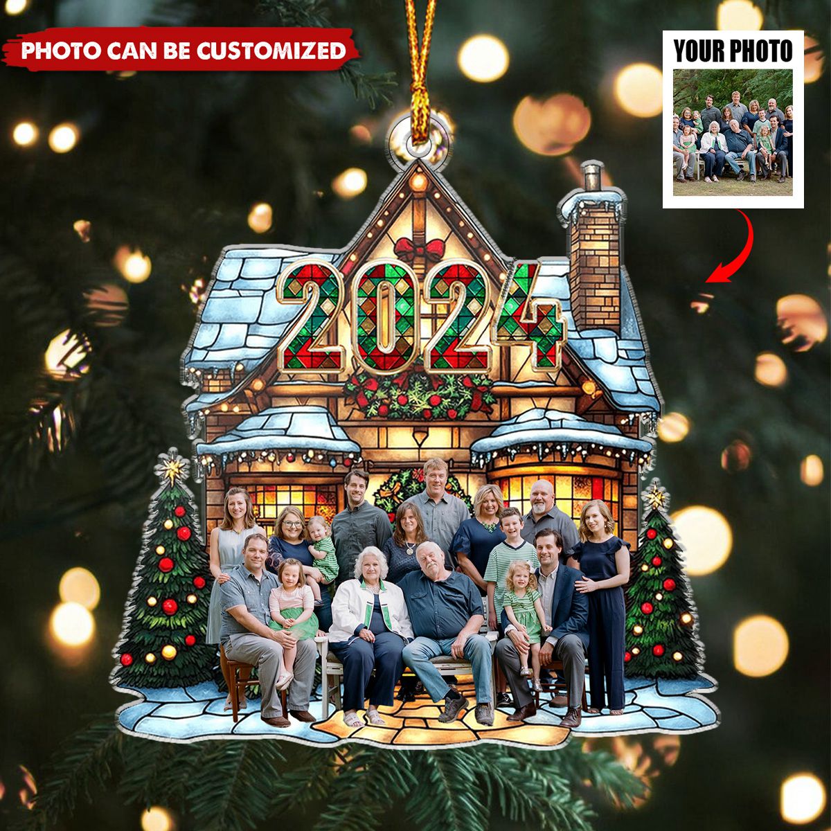 2025 Christmas House Family - Personalized Photo Acrylic Ornament