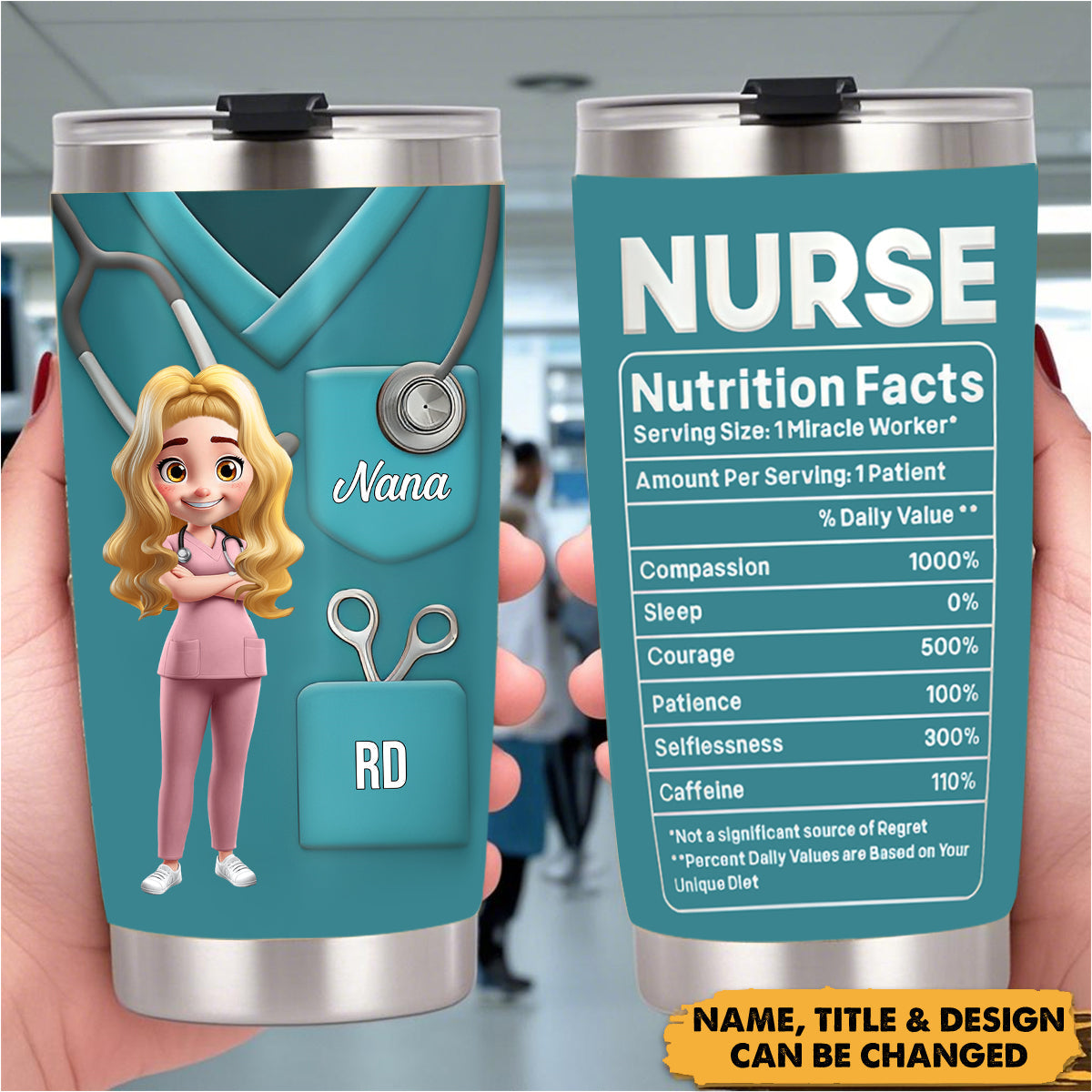 3D Effect Nurse Nutrition Facts - Personalized Tumbler - Gift For Nurse