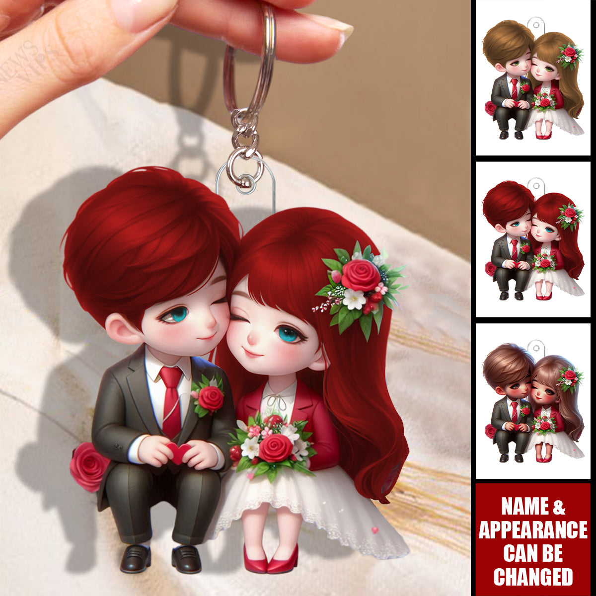 Newlywed Couple - Personalized Acrylic Keychain - Valentine's Day Gift