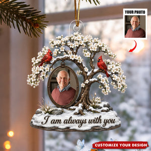 Cardinal Blossom Tree Custom Photo of Beloved One - Personalized Acrylic Ornament
