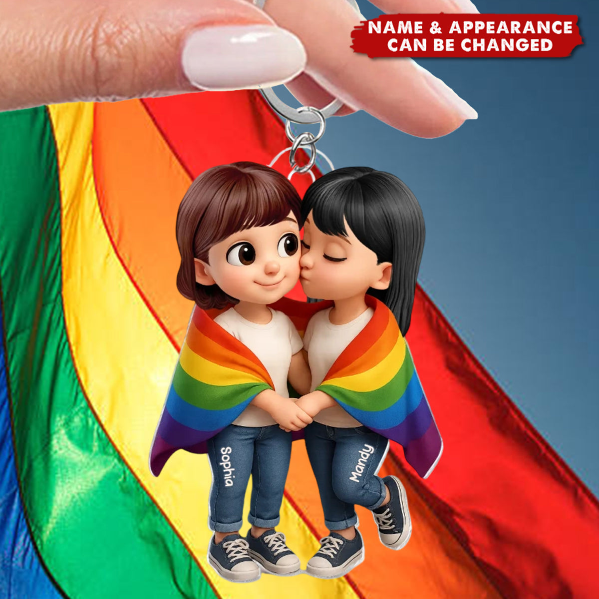 Pride Month LGBT Couple Love Is Love Personalized Acrylic Keychain