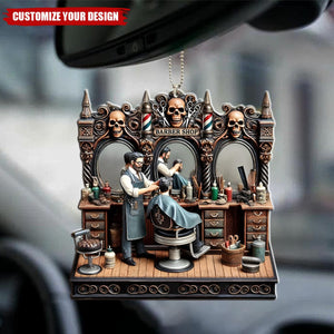 Barber Shop Ornament, Hair Salon Ornament - Personalized Car Ornament