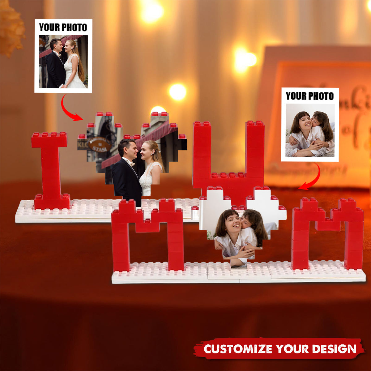 Custom Photo Puzzle I Love You - Personalized Building Blocks Puzzle, Anniversary Gift Mother's Day Gift for Her