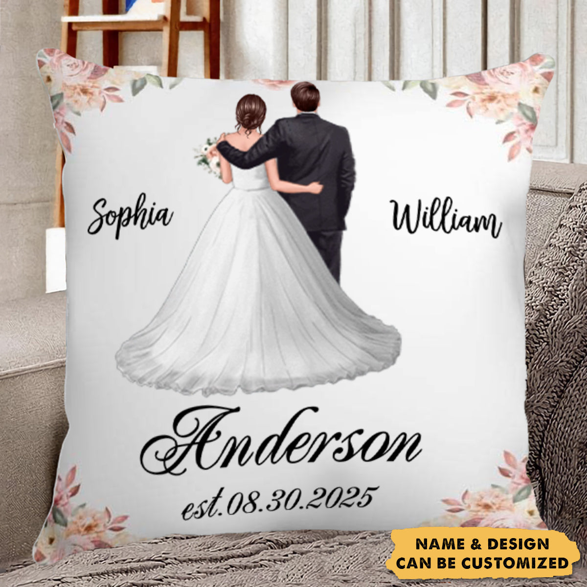 Mr. And Mrs. Couple Wedding Gift Personalized Pillow
