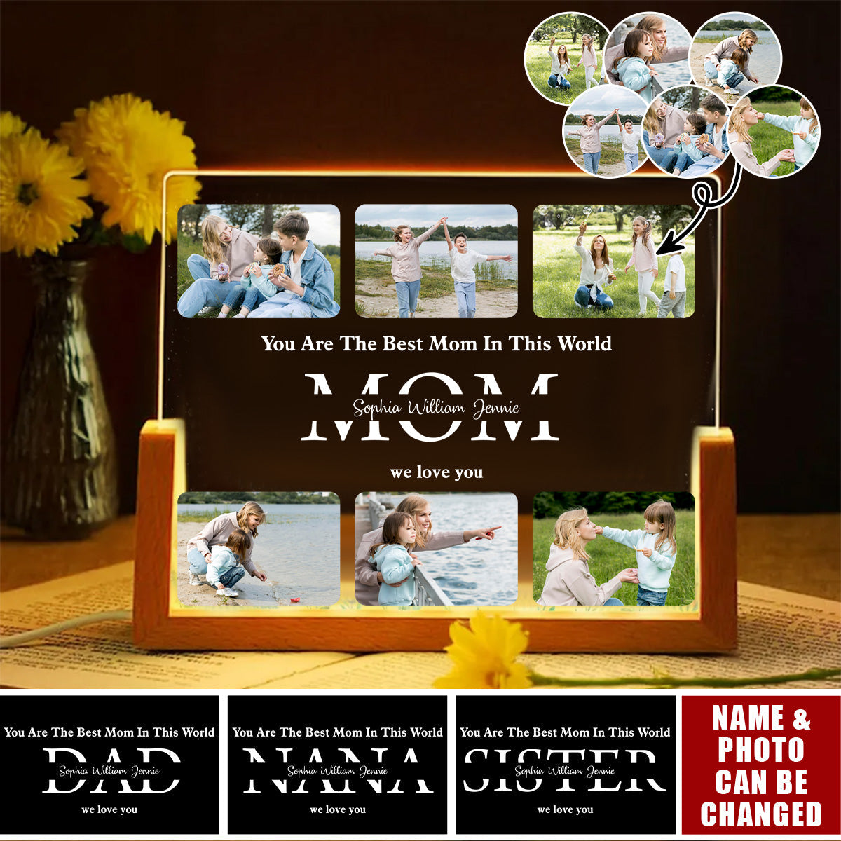 Personalized Photo Night Light - Mother Gifts - Gift for Mom