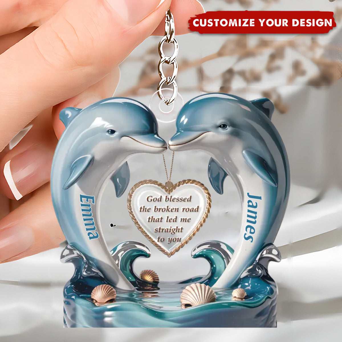 From One Heart To Another, Always - Couple Personalized Acrylic Keychain