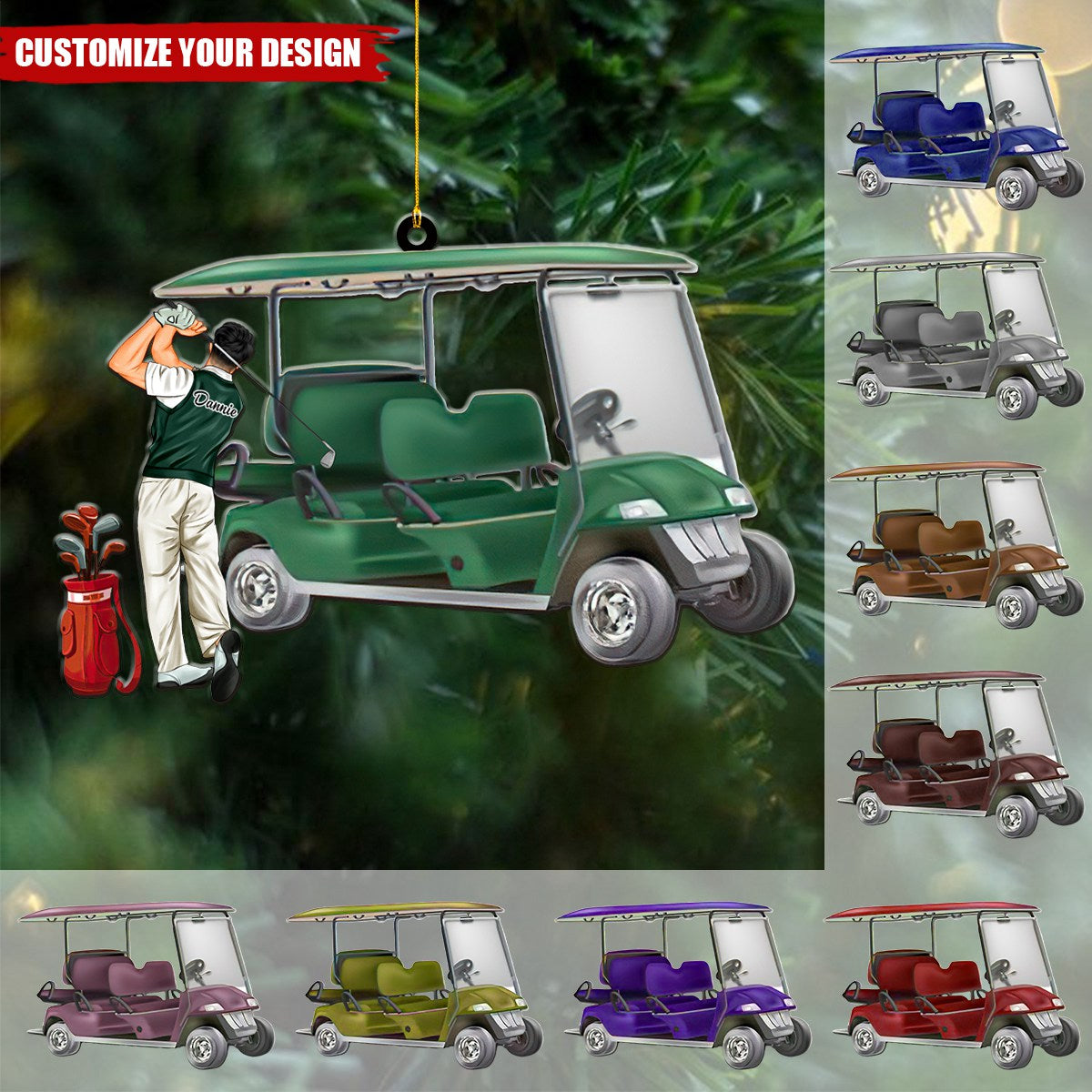 Personalized Christmas Ornament - Playing Golf - Gift For Golf Lovers