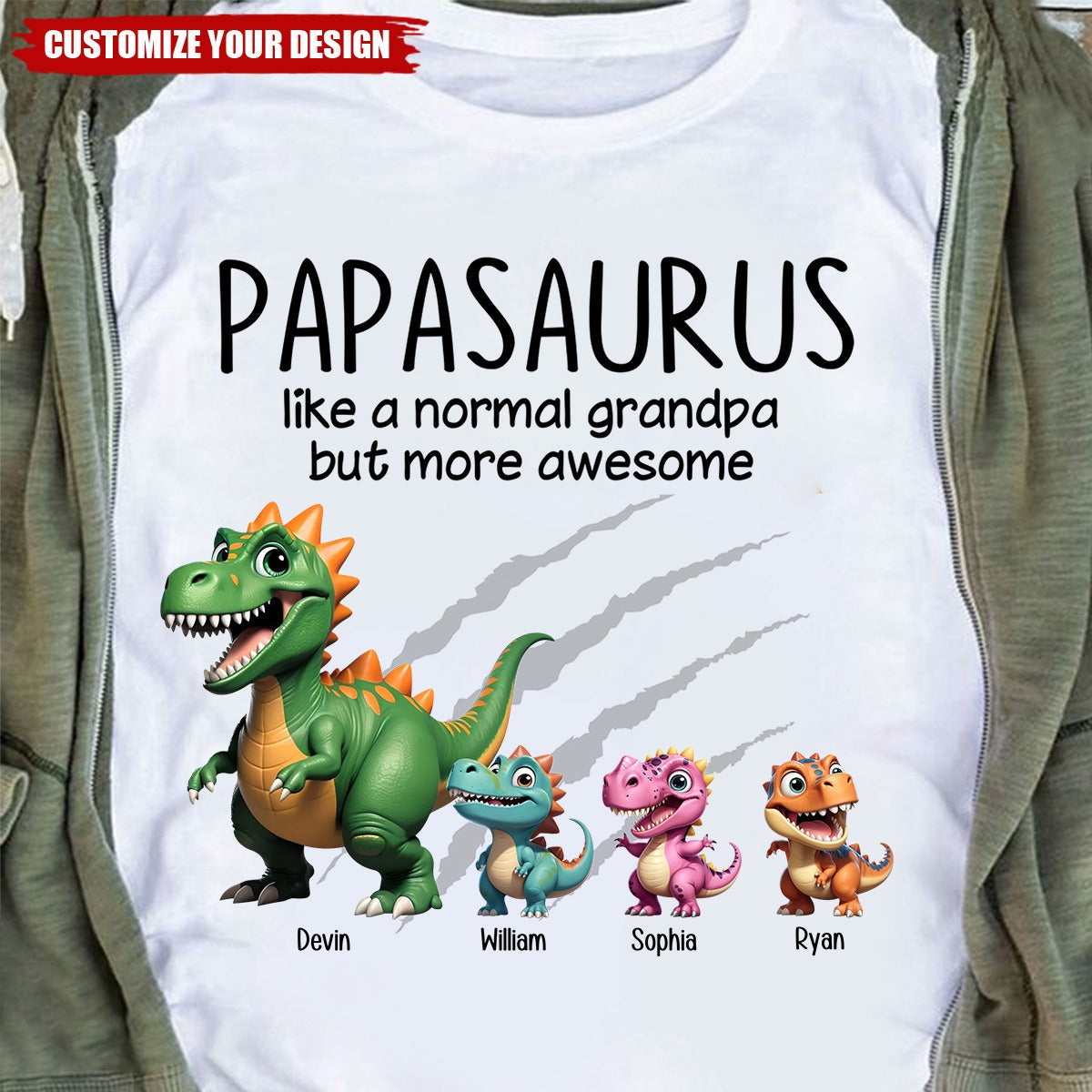 Grandpasaurus And Kids Dinosaurs Personalized Shirt