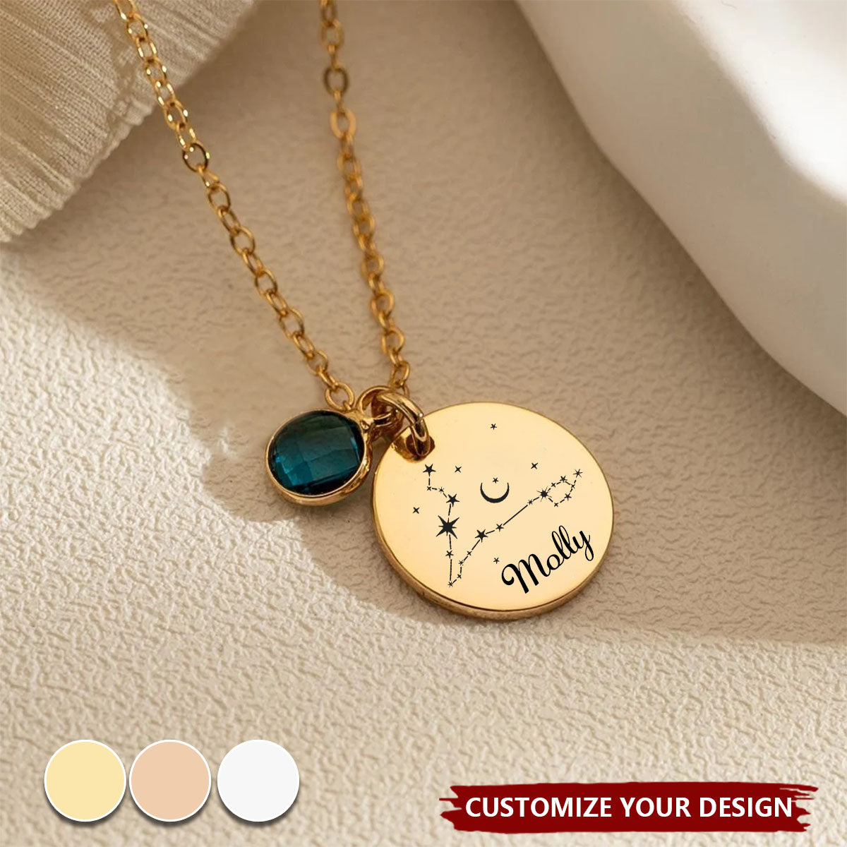Zodiac Birthstone Necklace - Personalized Star Sign Necklace
