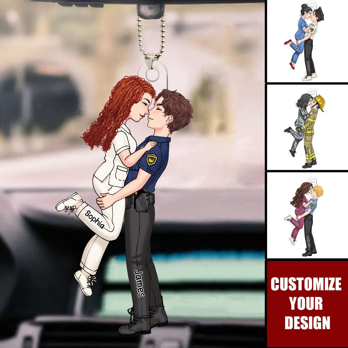 It’s A Beautiful Day To Save Lives - Couple Personalized Acrylic Car Ornament