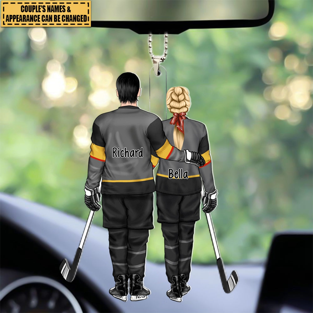 Ice Hockey Partners for Life - Personalized Gifts Custom Car Ornament for Couples, Ice Hockey Lovers