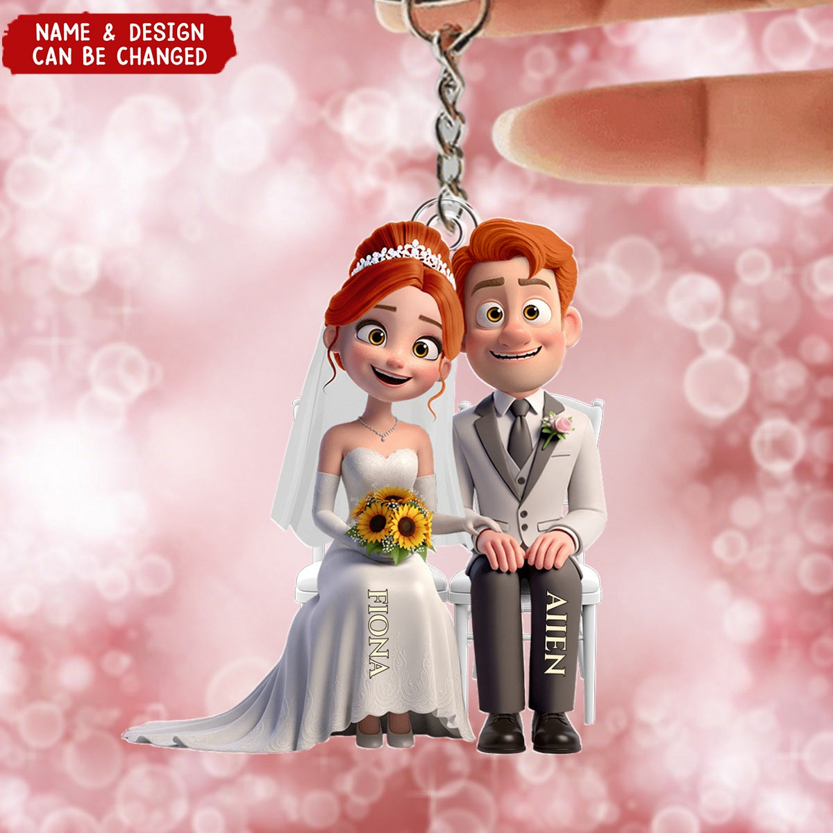 Wedding Couple Acrylic Keychain - Custom Gifts For Couple