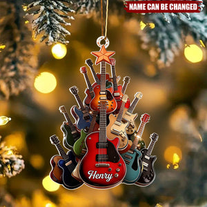 Custom Electric Guitar Tree Ornament, Personalized Musician Christmas Decor
