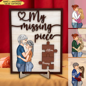 My Missing Piece - Personalized Wooden Plaque, Valentine's Day Gift For Couple