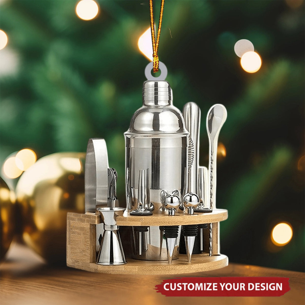Personalized Cocktail Shaker Christmas Ornament - Christmas Gift For Bartender