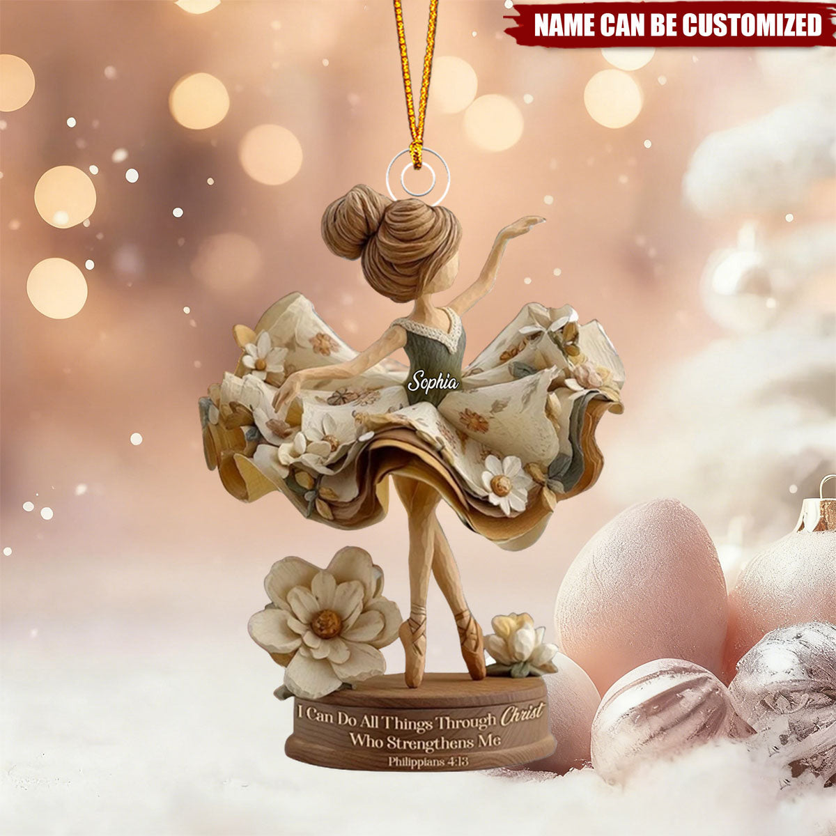Personalized Ballerina Dance Acrylic Christmas Ornament, Gift for Dancers, Ballet Lover