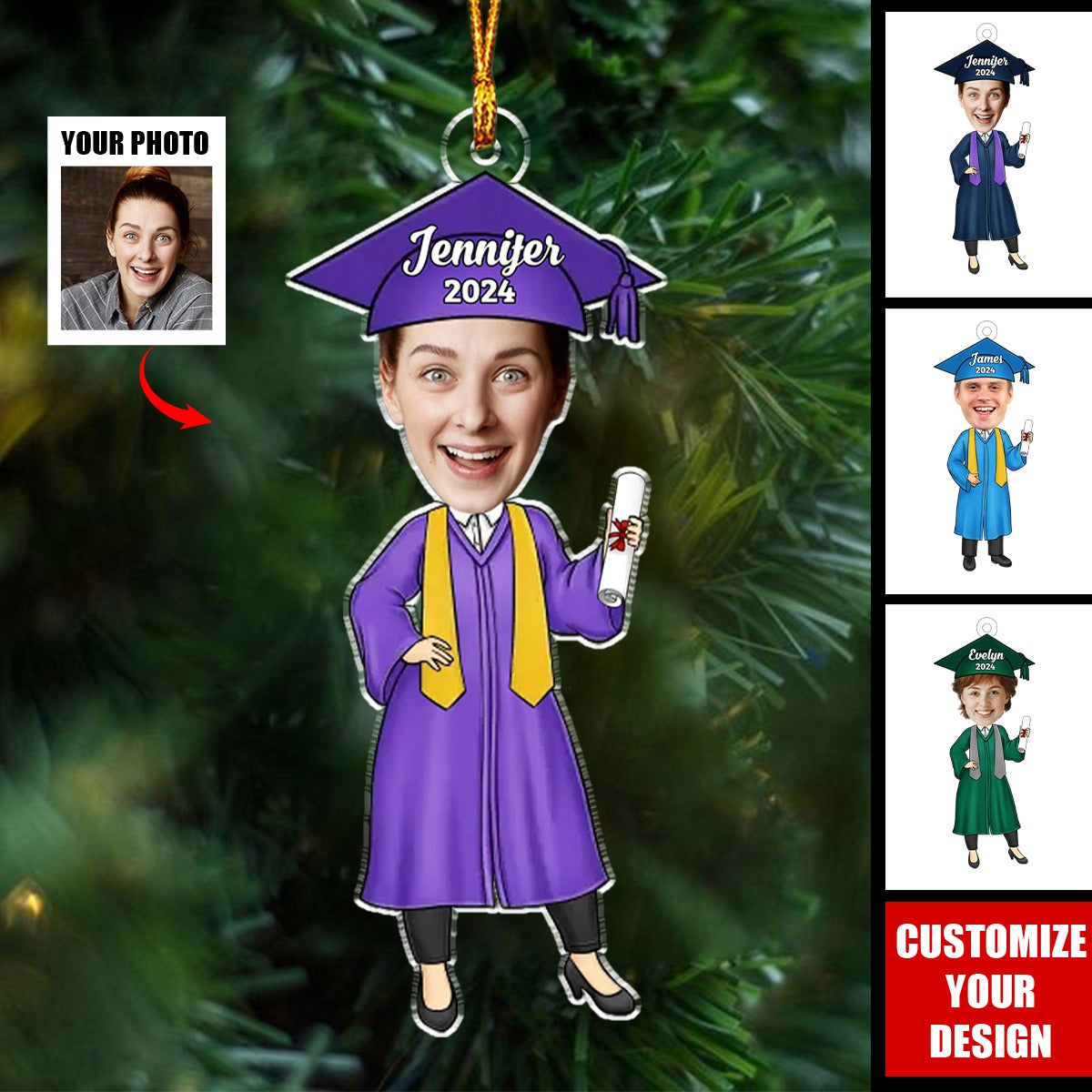 You Belived You Could So You Did - Personalized Acrylic Photo Ornament, Graduation Gift For Family Members