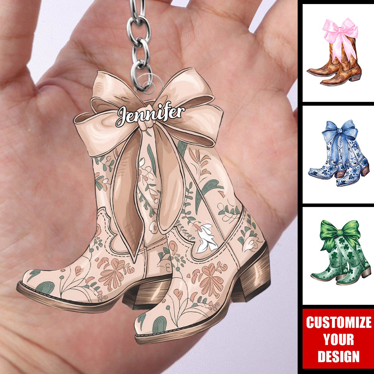 Coastal Cowgirl Boots - Personalized Acrylic Keychain