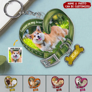 Heart Shaped Dog Collar Memorial Personalized Photo Acrylic Keychain