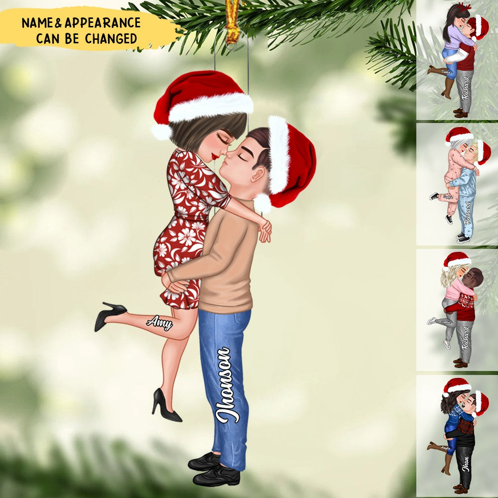 Couple In Christmas Custom Gifts For Husband And Wife Uniform - Personalized Custom Shape Acrylic Ornament