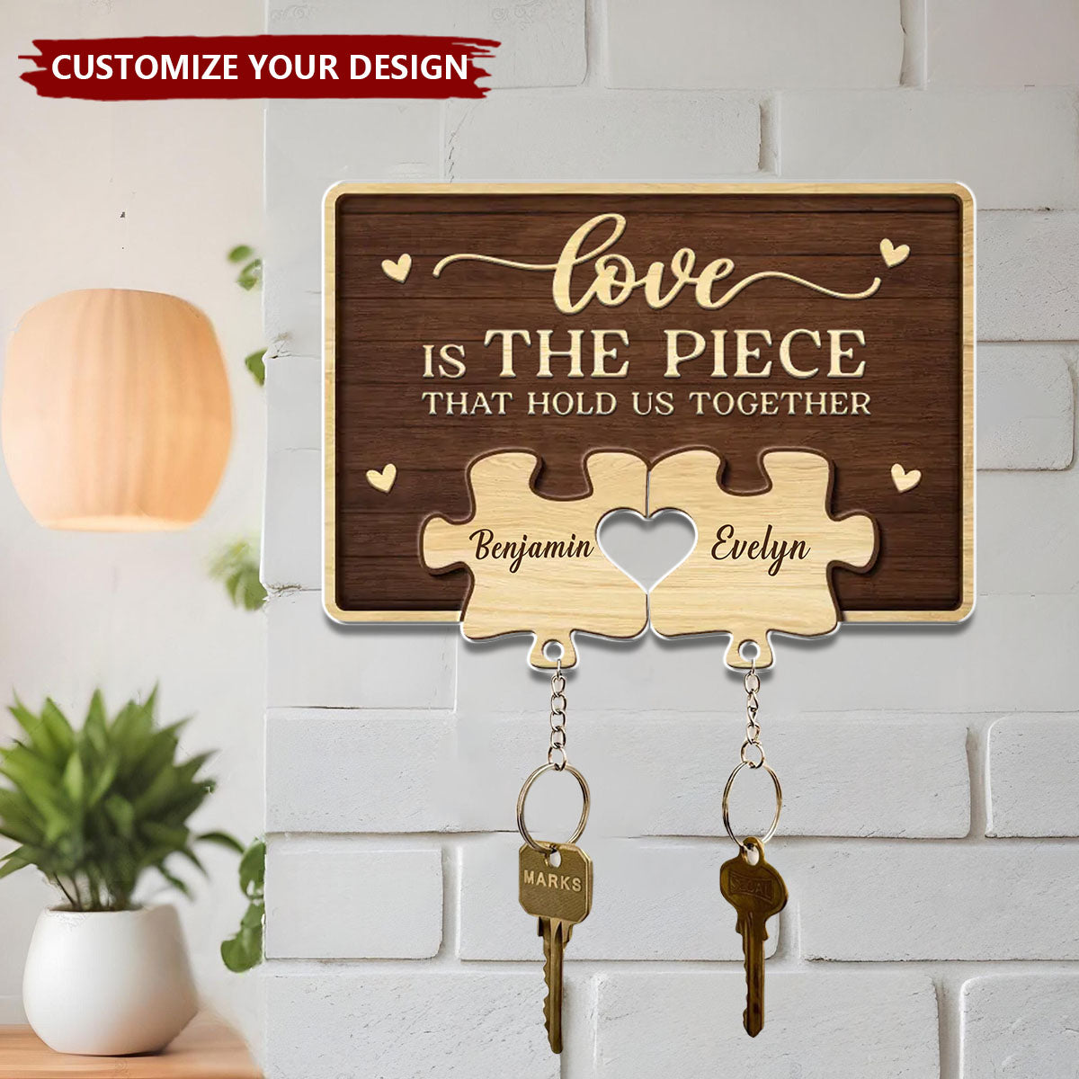 Together, We Complete The Puzzle Of Love - Couple Personalized Acrylic Puzzle Key Holder