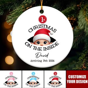 Personalized Baby's First Christmas On The Inside Ceramic Ornament