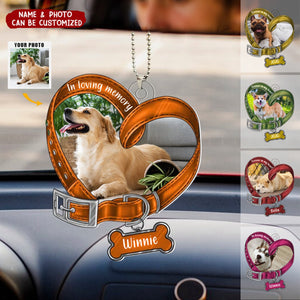 Heart Shaped Dog Collar Memorial Personalized Photo Acrylic Ornament