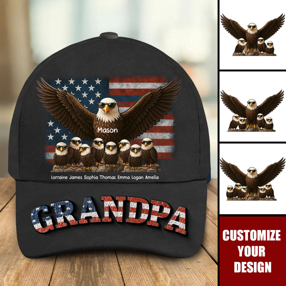 Eagle Dad Granddad - Personalized Classic Cap, Father's Day Gift For Dad, Grandpa
